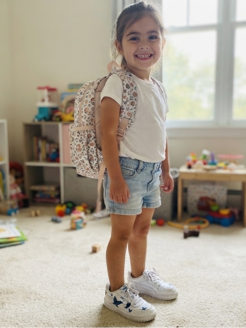 Puma Kids White Sneakers with Blue Butterfly Accents